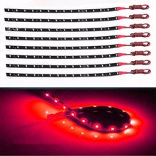 8 pces vermelho carro motocicleta auto interior impermeável flexível iluminação 30cm 15 smd led 3528 luz de tira 12v 2024 - compre barato