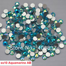 Free Shipping! 1440pcs/Lot, ss10 (2.7-2.9mm) Aquamarine AB Flat Back Nail Art Glue On Non Hotfix Rhinestones 2024 - buy cheap