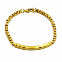 wholesale 24k gold GP 4MM box link chain bracelet for men 20CM Free Shipping.Fashion  Gold COLOR men Jewelry Bracelet 2024 - buy cheap