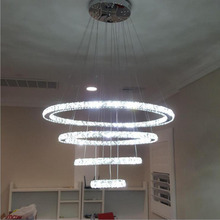 L anel de aço inoxidável criativo, lustre de cristal led, lâmpada para sala de jantar, sala de estar, quarto, lâmpada moderna, minimalista, lâmpada de arte 2024 - compre barato