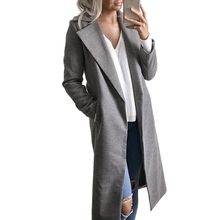 Casaco de Lã de inverno para As Mulheres Quente Longo Casaco Trench Coat Misturas Cardigans Abrir Ponto Manteau Femme 2024 - compre barato