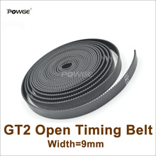POWGE GT2 Ремень ГРМ шириной = 9 мм, 5 метров, резиновый шкив GT2, 2GT 9, открытый ремень ГРМ, аксессуары для 3D-принтера, высокое качество 2024 - купить недорого