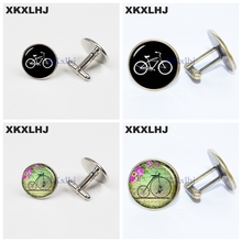 Мужские и женские винтажные запонки XKXLHJ1, запонки с дизайном «велосипед» с серебряным покрытием, классические золотые запонки 2024 - купить недорого