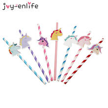 JOY-ENLIFE 10pcs Colorful Unicorn Party Straw Paper Straws Unicorn Birthday Party  Baby Shower Kids Children Party Supplies 2024 - buy cheap