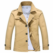 Мужская повседневная куртка, приталенная однотонная куртка цвета хаки, ветровка большого размера, 2019 2024 - купить недорого