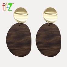 F.J4Z Fashion Drop Earrings For Women Wooden Big Geometric Brinco Zinc Alloy Oorbellen Voor Vrouwen Bohemian Accessories Earring 2024 - buy cheap
