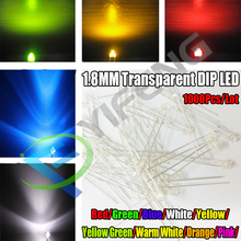 LED de inmersión transparente, 1000 Uds., 1,8 MM, rojo, amarillo, azul, verde, naranja, rosa cálido, Ultra brillante 2024 - compra barato