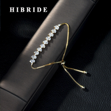 Hibride fashion aaa zircônio cúbico pulseira homem e mulher, pulseira fina base de cobre com cor de ouro 2024 - compre barato