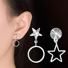 925 prata esterlina pentagrama geométrica recorte redondo brincos de parafuso prisioneiro para mulher estilo casual menina earings 2024 - compre barato