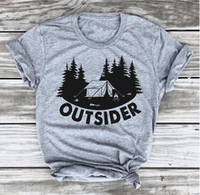 Outsider T-shirt Camping Tee Camper Shirt Go Outdoo Hiking Tshirt, Adventure funny graphic slogan tree shirts gift goth art tops 2024 - buy cheap