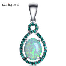 ROLILASON New Water Drop Green Zircon Fashion Jewelry Green Fire Opal Silver fashion Necklaces Pendants for Women OPS729 2024 - buy cheap