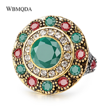 Vintage Ethnic Indian Wedding Rings For Women Flower Crystal Silver Color Ring Trendy Bohemian Jewelry 2018 Free Shipping 2024 - buy cheap