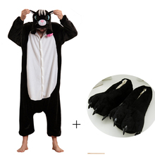 Pijama adulto feminino, macacão de flanela para cosplay, de gato, animais, roupa de dormir, peça única, halloween, corpo inteiro 2024 - compre barato