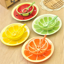 Juego de vajilla de cerámica creativa coreana pintado a mano precioso frutero + cuchara + plato 3 unids/lote 2024 - compra barato