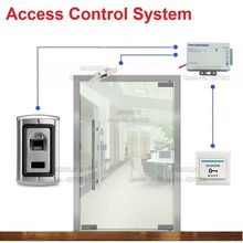 Porta de impressão digital sistema controle acesso para porta vidro frameless greve elétrica lock + fonte alimentação interruptor 2024 - compre barato