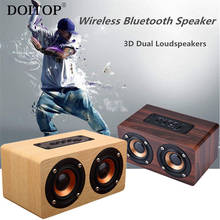 DOITOP Wooden HIFI Bluetooth Speaker Wireless Subwoofer 3D Stereo Dual Loudspeakers Surround Bass Support TF Long Playtime A3 2024 - buy cheap