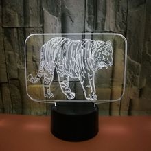 Новый Тигр 3d иллюзия настольная лампа Акриловая визуальная стерео сенсорная трещина 3d маленькие настольные лампы украшение для детской ко... 2024 - купить недорого
