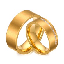 Anillo de boda de color dorado para mujer, sortija de acero inoxidable, Circonia cúbica AAA 2024 - compra barato
