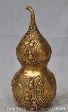 Estatua de decoración de la suerte, escultura de bronce chino tallado en latón FengShui, calabaza Cucurbit, artesanía de metal 2024 - compra barato