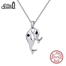 Effie Queen Real 925 Sterling Silver Pendant Necklace Lovely Whale Sea Animal Shape With Black AAA CZ Silver Chain Jewelry BN123 2024 - buy cheap