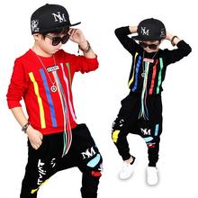 2018 New Spring Autumn Boys Clothes Sets Children 2 Pcs Hip Hop Suit Shirt Coat + Harem Pants Baby Boys Sport Suits Color Bar 2024 - buy cheap