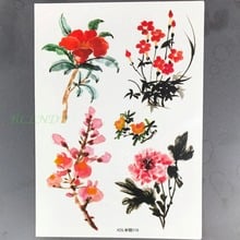 Waterproof Temporary Tattoo Sticker red flower peony plum blossom tatto flash tatoo fake tattoo for girl's back arm shoulder 2024 - buy cheap