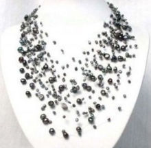 FREE shipping> >>>>Beautiful black gray freshwater pearl necklace new 17 2024 - buy cheap