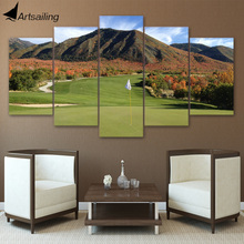 Lienzo impreso en HD de 5 piezas, pintura de campo de Golf, imágenes de pared de montaña para sala de estar, póster de pared, envío gratis, CU-1688B 2024 - compra barato