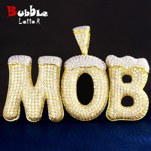 Custom Name Snow Top Cone Bubble Letters Necklaces & Pendant With Tennis Chain Men's Zircon Hip Hop Jewelry Merry Christmas Gift 2024 - buy cheap