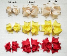 New Design Ribbon crystal Diamonds Boutique girl women Hair Bows with clips Hairpins Hair Accessories Barrettes 100pcs HD3554 2024 - buy cheap