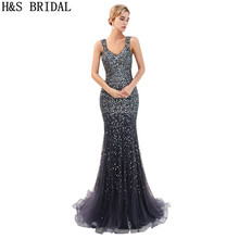 H&S BRIDAL Vintage Long Evening Dresses v neck formal Evening Gown mermaid full beaded party prom dresses 2024 - buy cheap