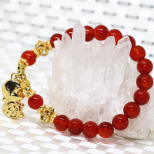 8mm natural red semi-precious stone agat carnelian onyx strand bracelets women round beads monkey pendant jewelry 7.5inch B2097 2024 - buy cheap