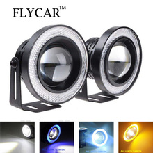 FLYCAR 2PCS Waterproof Projector LED Fog Light Halo Angel Eyes 64mm 76mm 89mm Daytime Running Light DRL 12V Fog Lamp for BMW 2024 - buy cheap