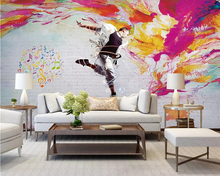 beibehang Custom wallpaper modern hand-painted brick wall vibrant youth painted TV background home decoration mural 3d wallpaper 2024 - buy cheap