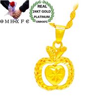 OMHXFC Wholesale European Fashion Woman Party Birthday Wedding Gift Christmas Apple Heart 24KT Real Gold Charm Pendant PN214 2024 - buy cheap