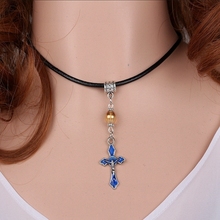 Vintage Silver Enamel Catholic church Jesus Necklace Choker Leather Collar Necklace Pendants For Women Fashion Jewelry Gift 2024 - buy cheap