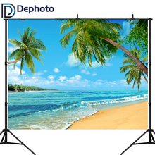 Defoto-Fondo de fotografía de mar azul, nubes, playa, árbol de coco, vacaciones de verano, viaje, naturaleza para foto 2024 - compra barato