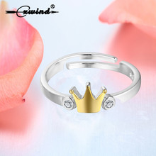 Cxwind anel de cristal feminino, anel da moda princesa queen com coroa e tamanho de cristal ajustável com topo de ouro tiara anéis para presente 2024 - compre barato