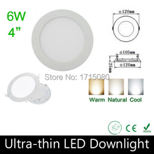 Panel de luz LED Ultra fino, 6W, redondo, Luz LED De Techo empotrable, blanco natural, para lámpara de iluminación del hogar a través de DHL, 10 unids/lote 2024 - compra barato