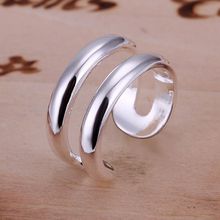 Wholesale 925 jewelry silver plated ring, silver plated fashion jewelry, Double Line Ring-Opened /aojajfqa capakrwa LKNSPCR038 2024 - buy cheap