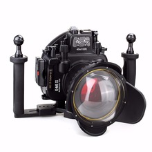 Meikon-carcasa de cámara subacuática impermeable, 40M/130 pies, carcasa de buceo para Olympus E-M5 II, dos manos, bandeja de aluminio + lente ojo de pez 2024 - compra barato