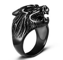 Male Domineering Personality Titanium Wolf Ring  Stainless Steel Men Ring Animal Thor Hammer Man Drop Shipping Wholesale Ring 2024 - buy cheap