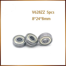 V628ZZ 5pcs Outer ring V grooved straightener guide wheel bearings 8x24x8mm pulley bearings V groove width 1.5 mm 2024 - buy cheap