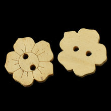 Botones de costura de flores de madera para ropa de niños, accesorios de costura DIY decorativos, 2 agujeros, Scrapbooking 2024 - compra barato