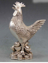 Chino blanco Copper Silver fengshui suerte Zodiac Chicken Rooster SD 506 copper decoration bronze factory Pure Brass 2024 - buy cheap