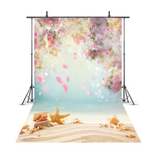 Фон для фотосъемки новорожденных с изображением цветов песчаного пляжа для фотосъемки в студии под морем летние праздники 2024 - купить недорого