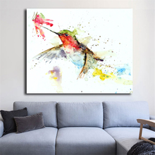 Hummingbird flor aquarela pintura da lona impressão quarto decoração casa moderna parede arte pintura a óleo poster acessórios quadro 2024 - compre barato