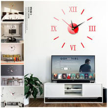 Relógio de parede grande acrílico 3d diy, decoração com espelho, adesivo, casa, escritório 2024 - compre barato