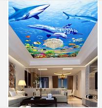 Papel de parede 3d personalizado para decoração, frescos do teto cabine de golfinho marinho tubarão-golfinho 2024 - compre barato