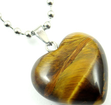 Natural Stone tiger eye Quartz Crystal Opal  heart Pendant Stainless steel Chains Necklace Women Fashion Jewelry making 20mm 1PC 2024 - buy cheap